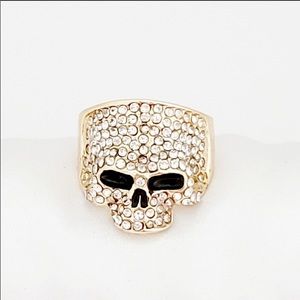 14K Gold plated skull 💀 bling men's ring. New
